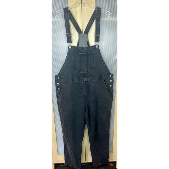 Women’s Bib Overalls Charcoal Gray Size XXL Denim Casual Cottagecore - Picture 2 of 7